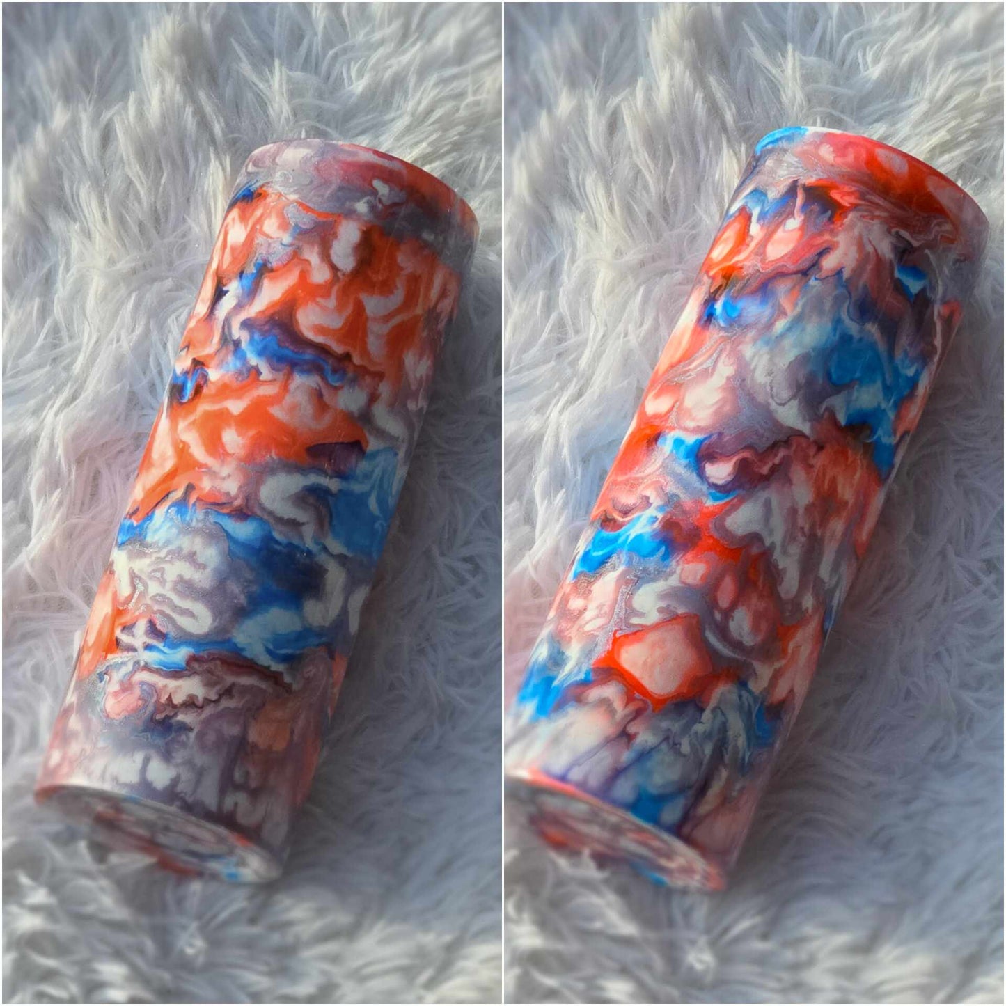 Blue, Silver & Red Ink Swirl Tumbler