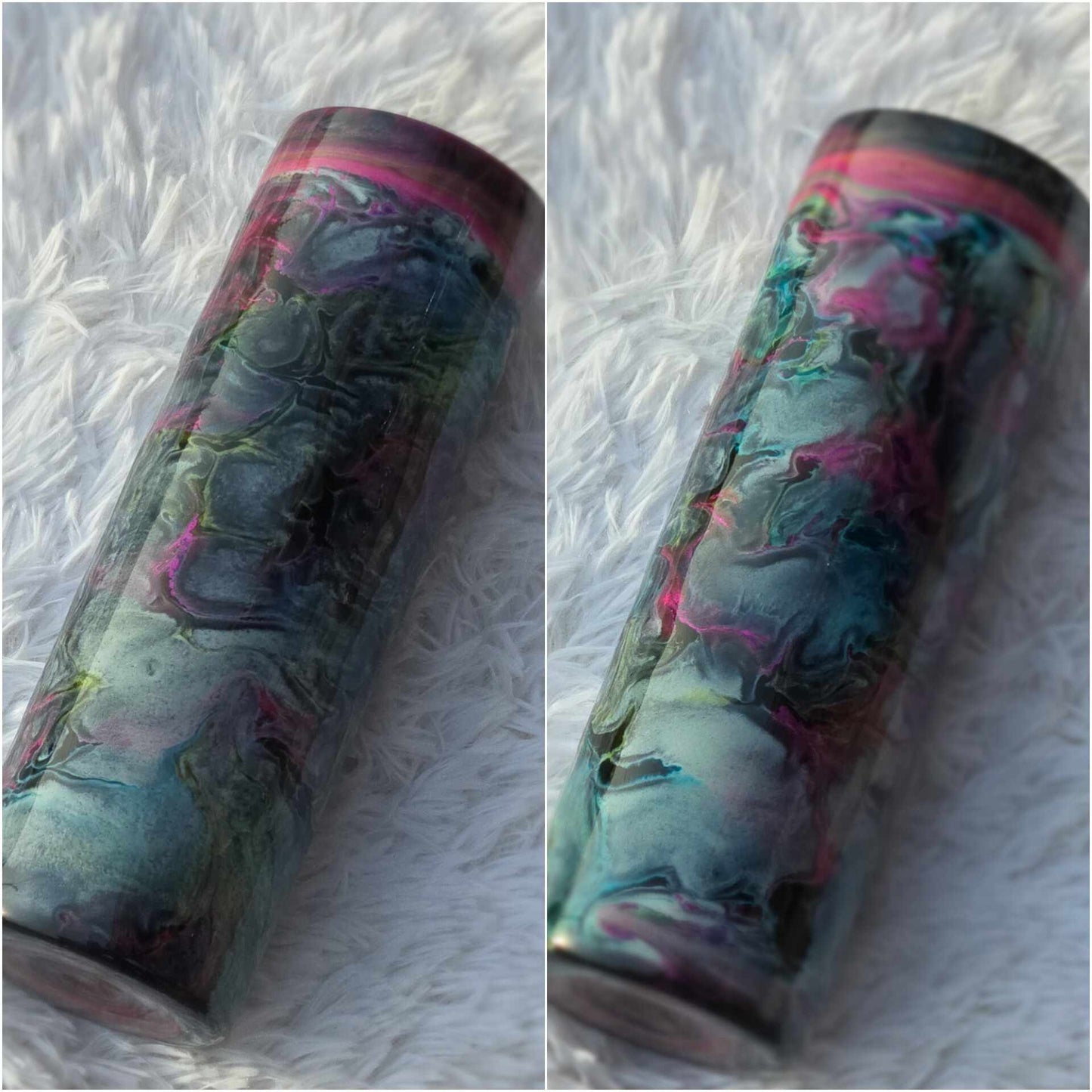 Pink,Blue&White Ink Swirl Tumbler