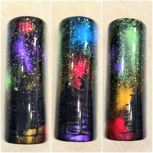 Firework Burst With Treeline Tumbler