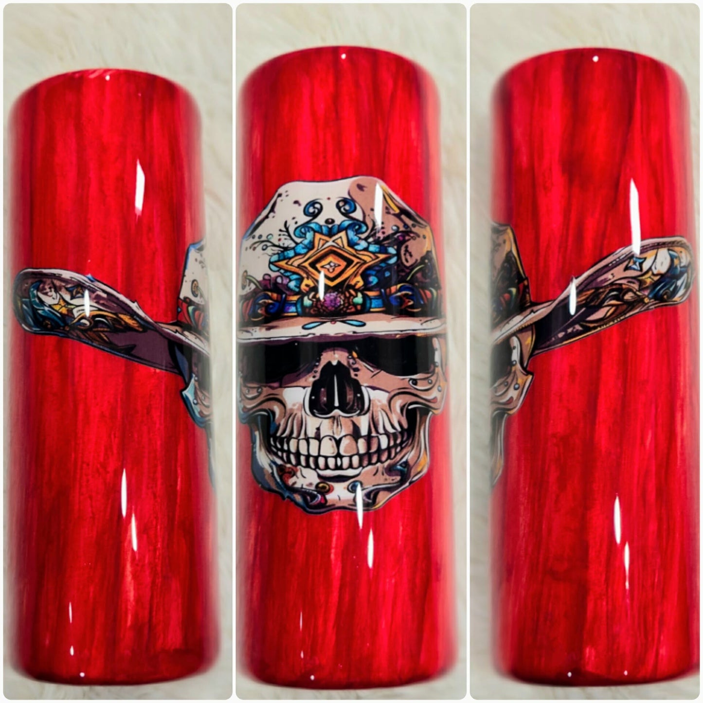Skull With Hat Red Tumbler
