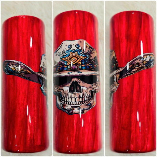 Skull With Hat Red Tumbler